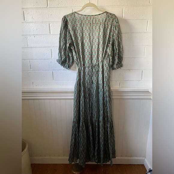 Daughters of India Zuri Wrap Maxi Dress M in Sage Sold Out Online! - Picture 5 of 11